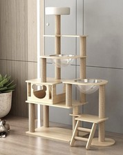 XXL Pet Climbing Wooden Tree Frame Cat Scratcher With Shelf Ladder & Spacecraft