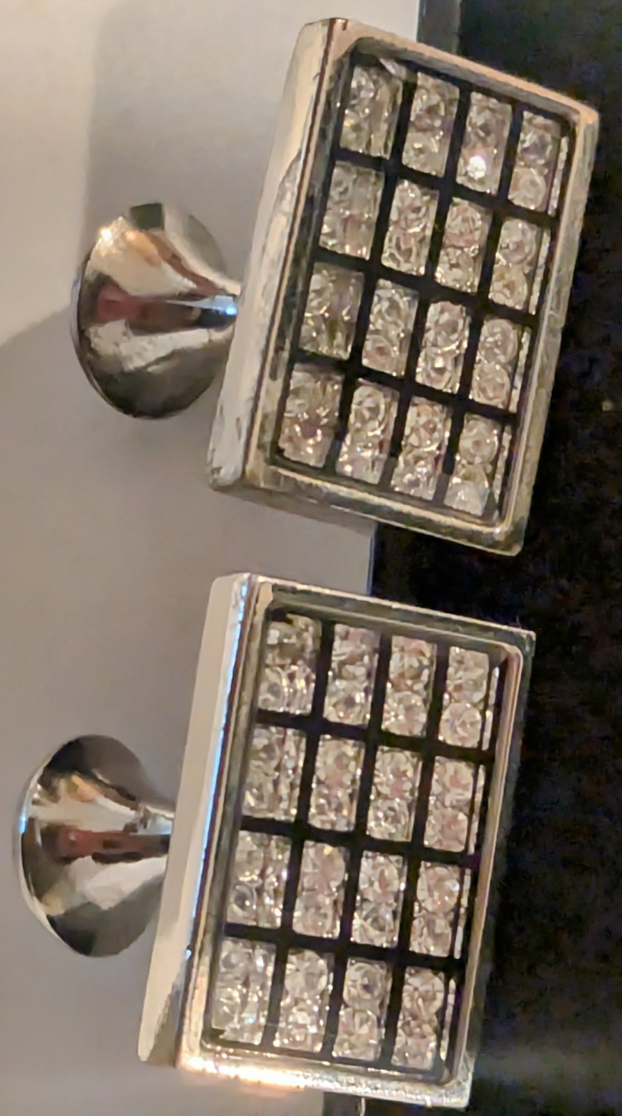DIAMOND PATTERN & Silver Rectangle Cufflinks - image 3