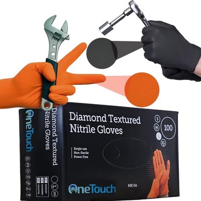 High Grip Diamant strukturierte Nitrilhandschuhe strapazierfähig Mechaniker Industrie & Reinigung
