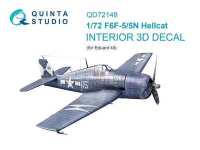1:72 Grumman F6F-5/5N Hellcat Interior 3D Color Decal Quinta QD72148 Eduard