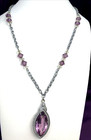 Pendant Antique Art Deco Marquise Drop Necklace Purple Glass — photo 1