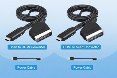 SCART to HDMI adapter cable, 1 meter, converter for HD video and audio, HD TV