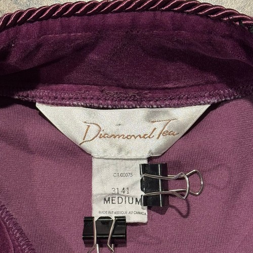 Vintage Diamond Tea Housecoat Velvet Classic Lounge Comfort Luxe Purple Medium - Picture 3 of 6