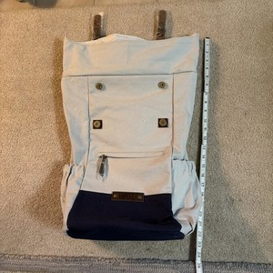 NWOT WGU backpack canvas, navy blue & beige leather straps.
