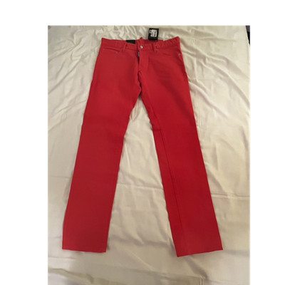 DSQUARED2 Slim Fit Straight Leg Jeans Red Cotton Denim Five-Pocket Men's