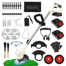 Electric Cordless Grass String Trimmer Lawn Edger Weed Wacker Cutter 2 Batteries