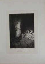 Antique John Milton Art Paradise Lost Deceased Wife Proof Engraving 1880