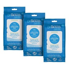 Dr Brown's Baby Bottle Wipes 3-Pack 40ct Naturally Clean