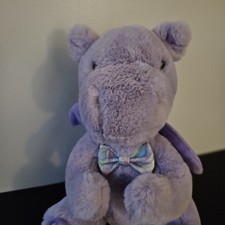 FAO Schwarz 12" Purple Dragon Plush with Bow Tie Soft Plush Stuffed Animal