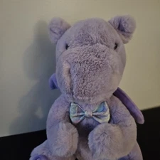 FAO Schwarz 12" Purple Dragon Plush  with Bow Tie Soft Plush Stuffed Animal