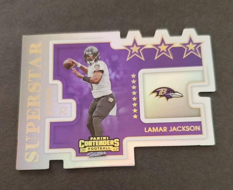 Lamar Jackson 2022 Panini Contenders SUPERSTAR DIE-CUT #SD-LJA Baltimore Ravens