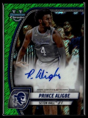 2024-25 Bowman U. Chrome #82 Prince Aligbe Prospects Auto Green Shimmer Refr