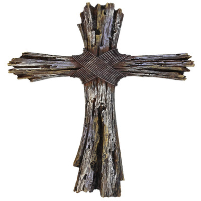 De Leon Collections Rustic Decorative Driftwood Wall Cross - Faux Weathered
