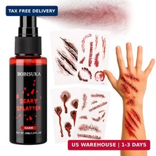 Halloween Makeup Kit - Dark Fake Blood Spray  4 Sheet Temporary Scars Wounds Ta