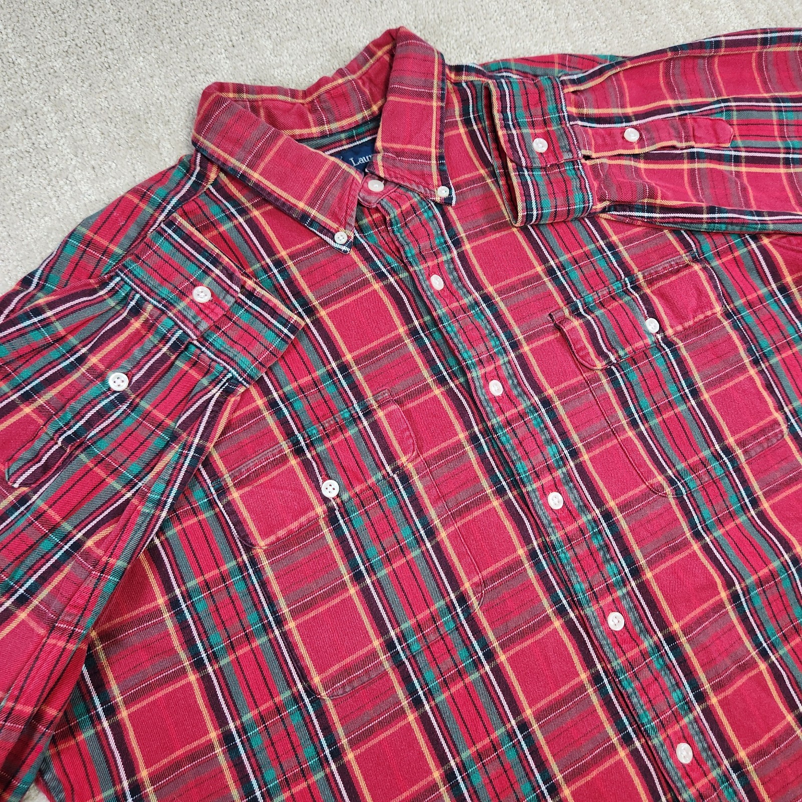 Vintage 90s Polo Ralph Lauren Shirt Men XL RL Workshirt Flannel Heavy Cotton