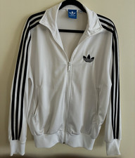 adidas Originals Men's Track Jacket White/Black Full Zip Pockets Small