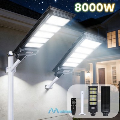 8000W 1000LED Commercial Solar Street Lights Dusk to Dawn Parking lot light+Pole