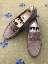 Gucci Halbschuhe Schuhe Wildleder Braun Krokodil Silber Horsebit Herren UK 9 US 10 EU 43