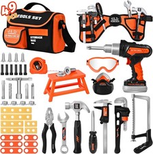 Kids Tool Set 49 PCS Portable Tool Bag W/ Battery Powered Toy Drill  Adjustable