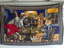 Vintage A.T.C. Wall Tapestry Cats Playing Poker 51X34