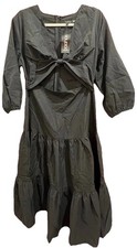 🔥Boohoo Cut Out Tiered Midi Smock Dress, NEW, Black, Size 14, B14/9423