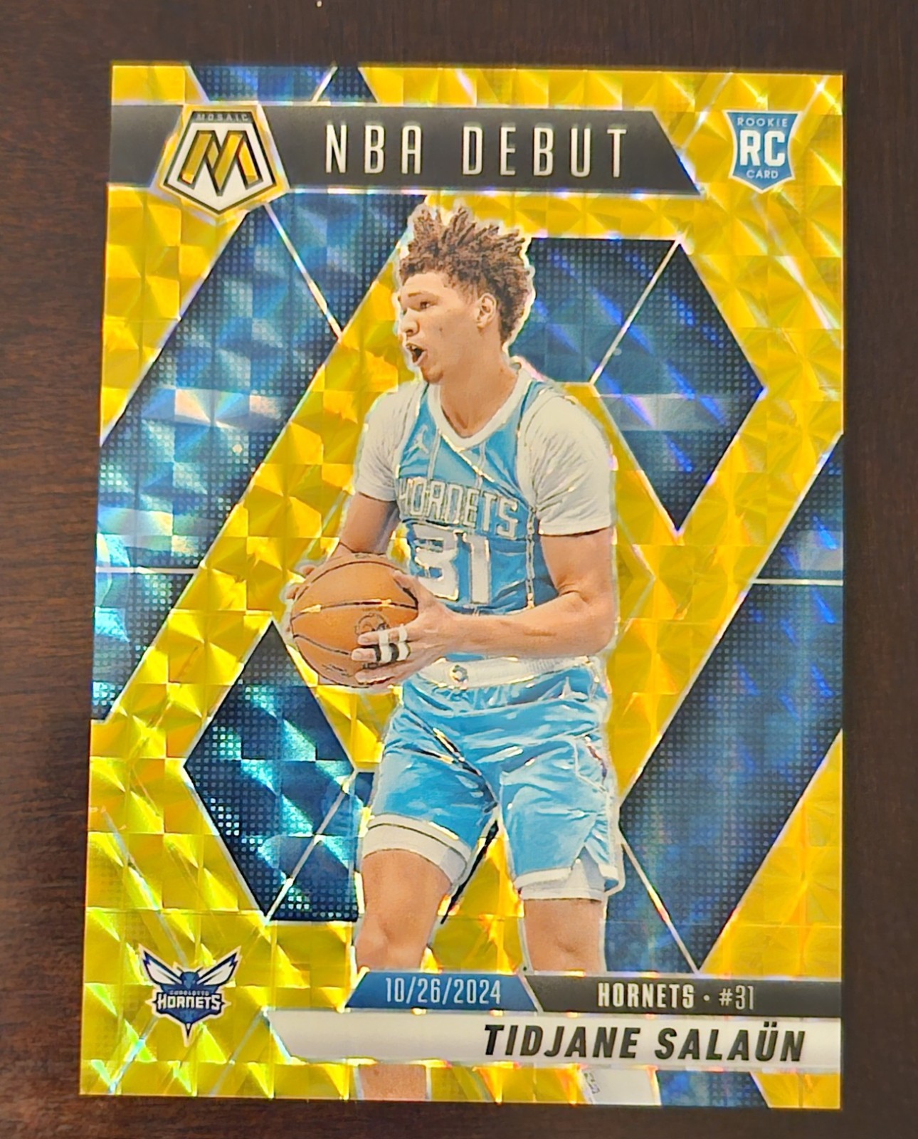 Tidjane Salaun 2024-25 Panini Mosaic NBA Debut Gold Rookie #268 01/10 Bookend!