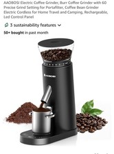 AAOBOSI Electric Coffee Grinder, Burr Coffee Grinder with 60 Precise Grind Setti