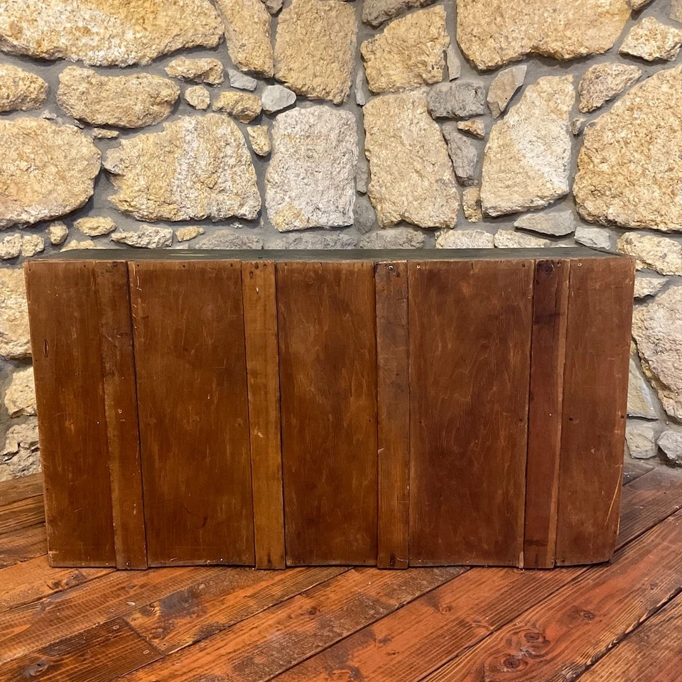 Antiguo boticario verde del siglo XIX armario de especias 16 cajones farmacia primitiva Foto 2 de 2