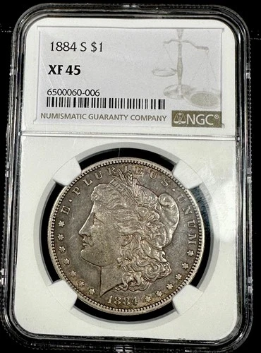 1884 S Morgan Silver Dollar ~ San Francisco Mint ~ Graded by NGC XF45 ~ Key Date