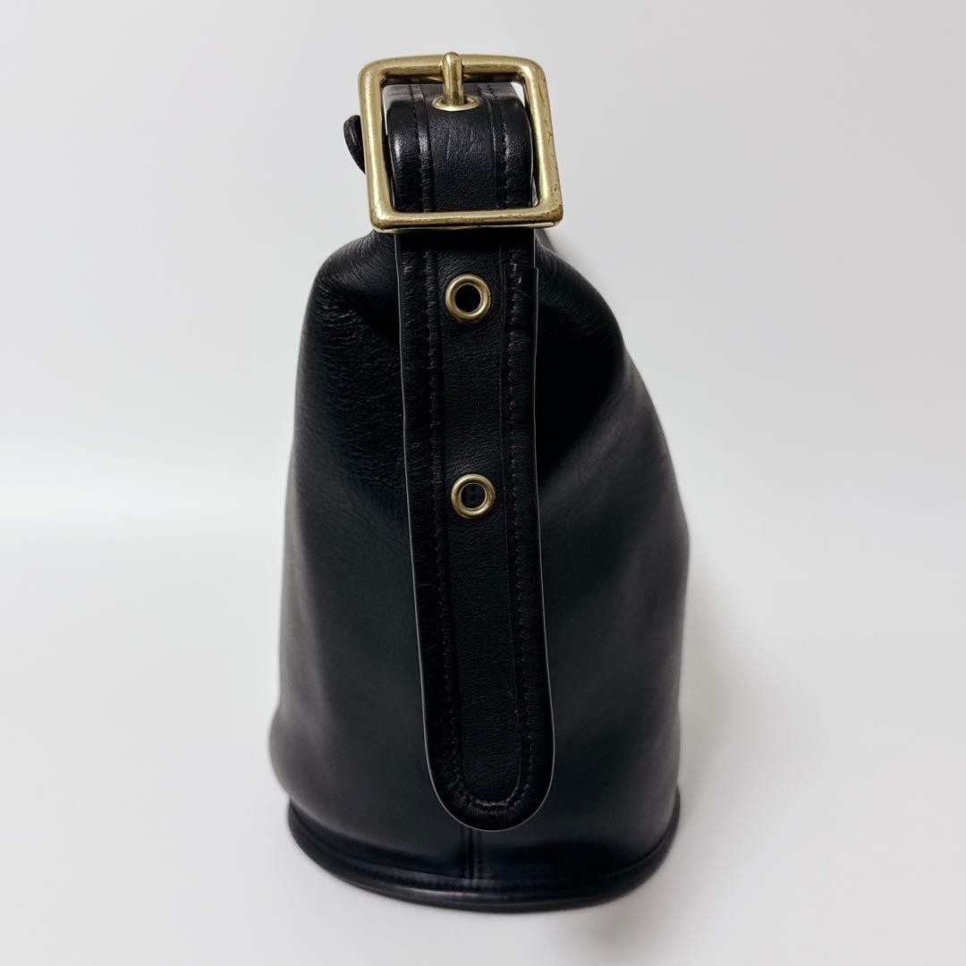 COACH 9953 Bucket Duffle Shoulder Bag Leather Black Authentic