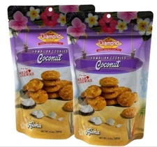 (2 Bag) Diamond Bakery Hawaiian Coconut Cookies 4.5 oz Resealable Pouch
