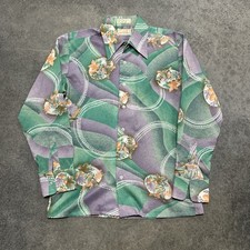 Vintage Abstract Print Shirt Mens Medium Long Sleeve Button Up 70s Retro