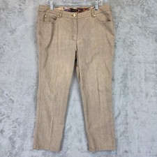Escada Savannah Pants Womens Size 44 Beige Stretch Cotton Blend Slim Ankle