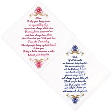 Mother and Father of The Bride Gifts  Wedding Gift Handkerchief Set For Pare...