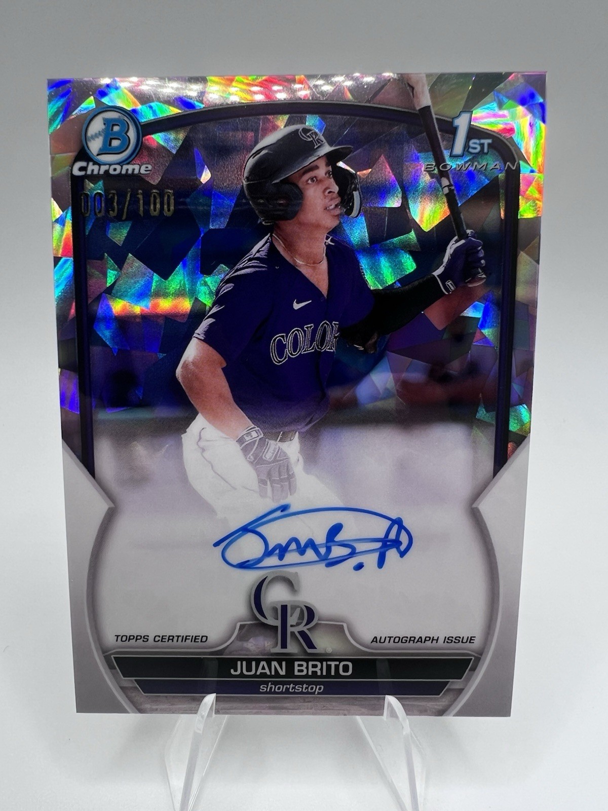 2023 Bowman Chrome 1st Juan Brito Atomic Refractor Auto /100