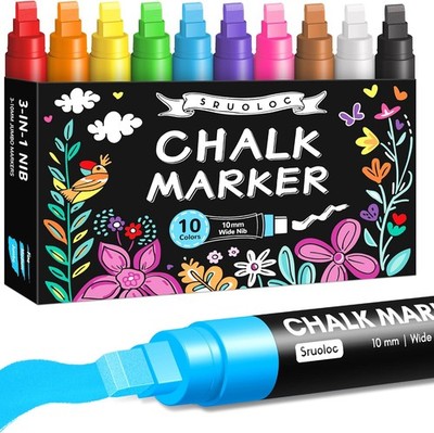 Chalkboard Markers 10 Colors Jumbo Liquid Washable Glass