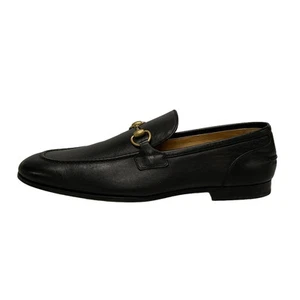 Auth GUCCI Jordaan 406994 Cuir Noir Chaussures Homme
