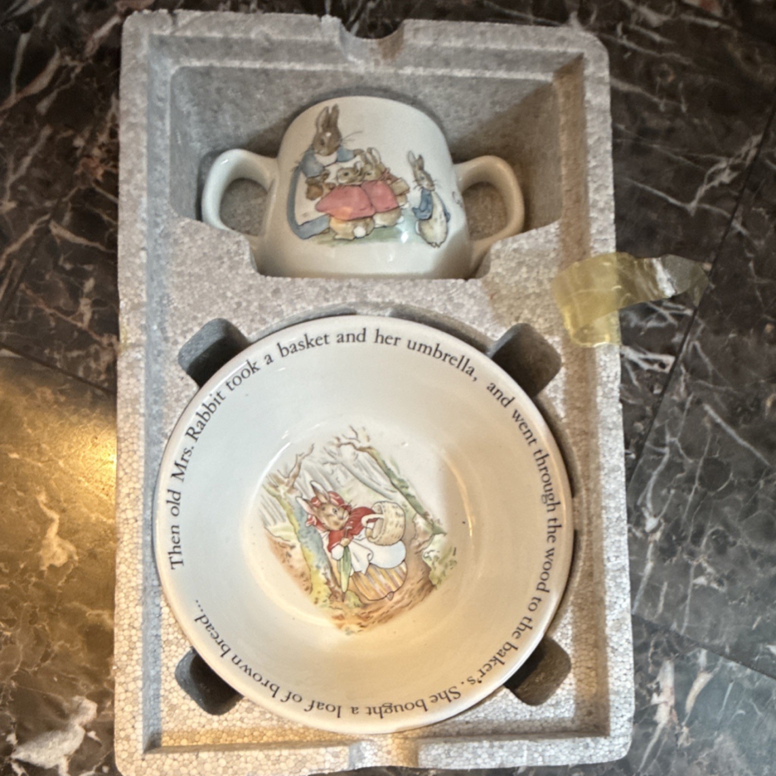 Wedgwood Peter Rabbit Ceramic Plate and Cup Set, Made in England, Two-Piece