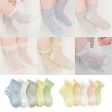 5Pairs Baby Socks Summer Thin Mesh Breathable Newborn Socks Soft Cotton Anti-sli