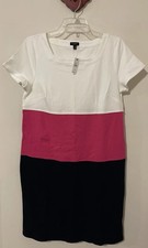 Talbots Womens Medium Petite Knee Length Cotton Striped Dress NWT! A5896