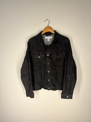 Amazon Essentials Black Denim Jacket XL   Y2K Style Streetwear Outerwear
