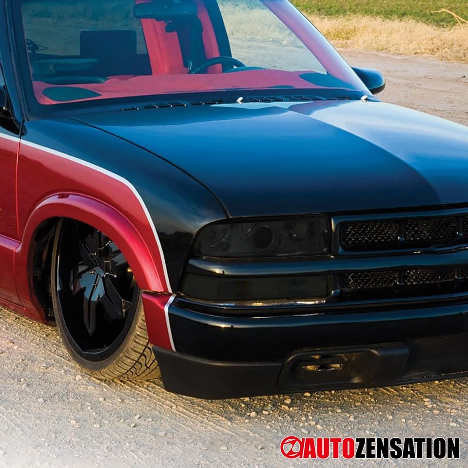 Fit 1998-2004 Chevy S10 Blazer Smoke LED Halo Projector Headlights Lamps 98-04 Foto 2 de 4
