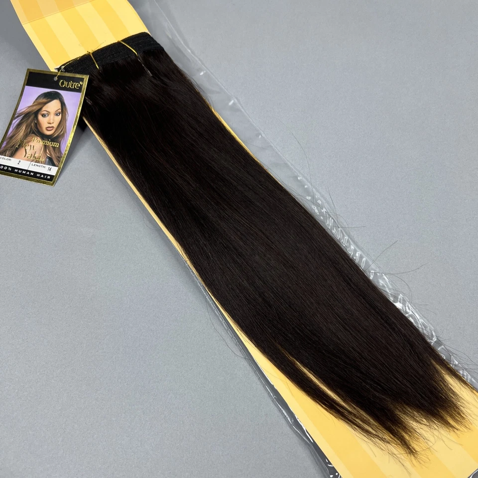 "Nuevo Yaki #2 Marrón Más Oscuro 14"" Extensiones de Cabello Recto 100% Humano Trama Pistas" Foto 2 de 4
