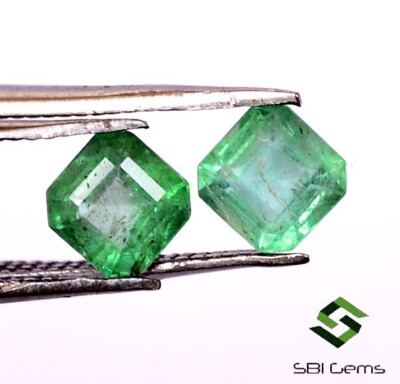 1.01 CTS Certified Natural Emerald Octagon Cut Pair 5x5 mm Untreated Loose Gems