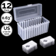 12 Pack 16 mm Slab Coin Holder w/Slot Box For US 1/10 Oz American Gold Eagle