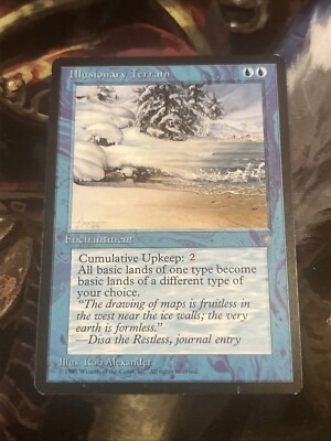 MTG Magic Misprint Illusionary Terrain Extra Blue Ink Error  LP