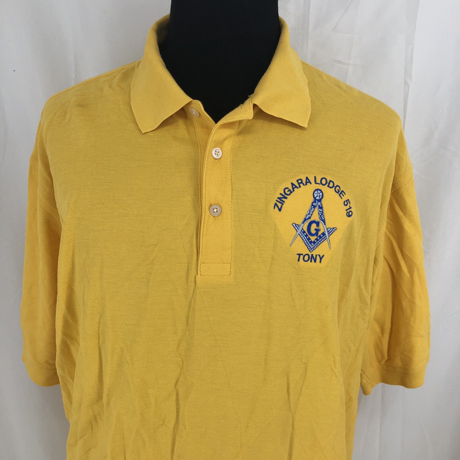 Devon & Jones Yellow Zingara Lodge 519 Masonic Short Sleeve Polo Shirt