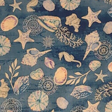 Shells Seahorses Beach Fabric HENRY GLASS Quilters Cotton OVER 3/4 YARD
