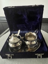 Vintage, Set Zuckerschale mit L&ouml;ffel, Milchk&auml;nnchen und Tablett