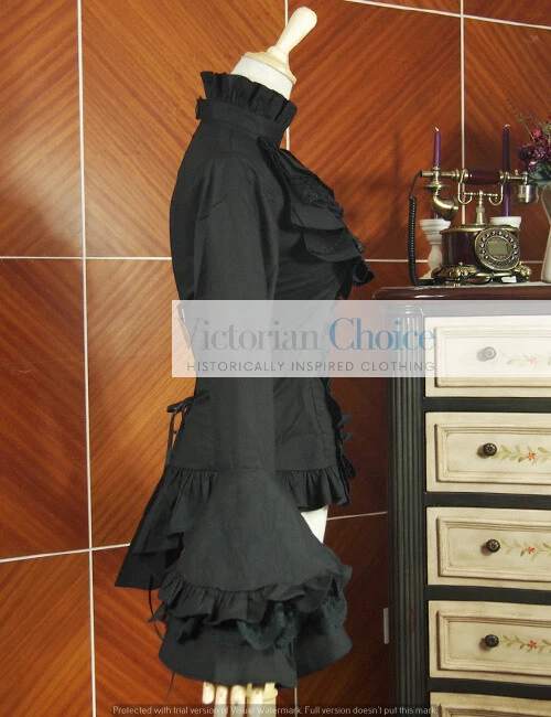Blusa Camisa Jabot Negra Victoriana Punk Gótica Mujer Bruja Vintage Algodón B018 Foto 3 de 4